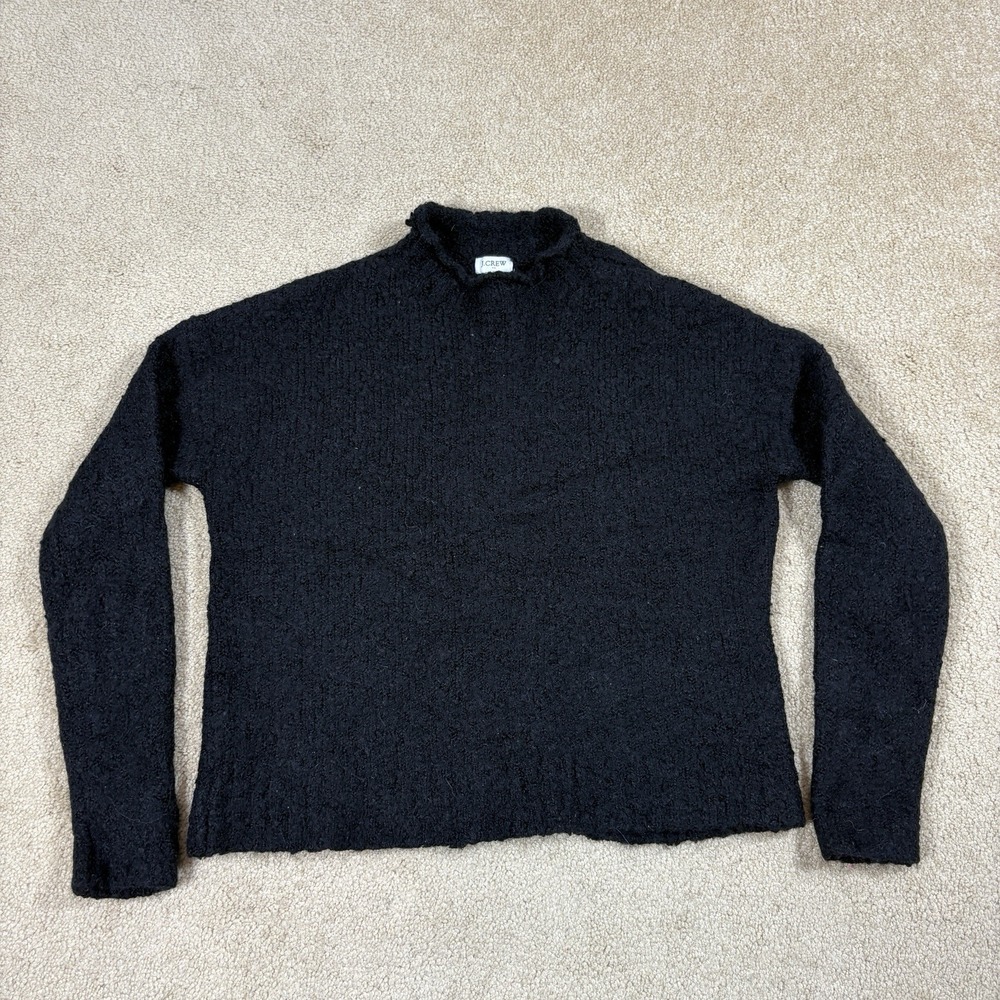 J. Crew Womens Black Boucle Mock Neck Long Sleeve Sweater BL773 Size Medium